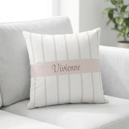Almofada Monograma de Nome com Listras de Aquarela Rosa Beg