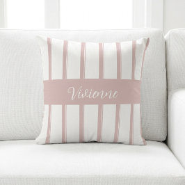 Almofada Monograma de Nome com Listras de Aquarela Rosa Cor