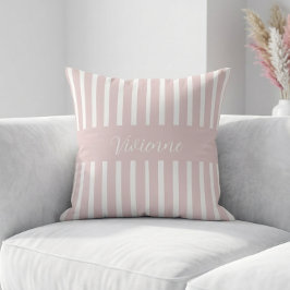 Almofada Monograma de Nome com Listras de Aquarela Rosa Cor