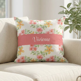 Almofada Monograma de Nome de Flor Silvestre com Aquarela R