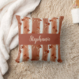 Almofada Monograma de Nome de Flor Silvestre Terracota Boho