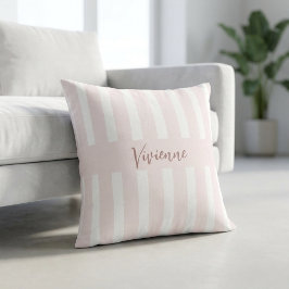 Almofada Monograma de Nome em Listras de Aquarela Rosa Cora