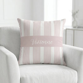 Almofada Monograma de Nome Listras de Aquarela Rosa Corado