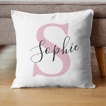 Almofada Monograma de Nome Personalizado Moderno - Rosa<br><div class="desc">Monograma de Nome Personalizado Moderno - Rosa</div>