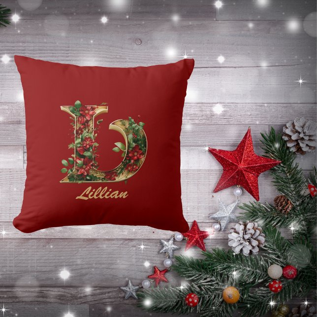 Almofada Monograma de Ornamentado Personalizado L Natal Ver (Criador carregado)