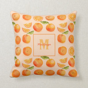 Almofada Monograma de Padrão de Laranja Citrus
