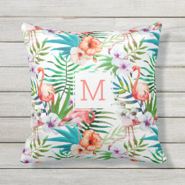 Almofada Monograma de pássaro Floral Bonito tropical