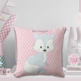 Almofada Monograma de Polka-Dot Baby Fox, Cor-de-rosa-rosa,