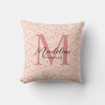 Monograma de Script de Padrão de Coração Cor-de-Ro