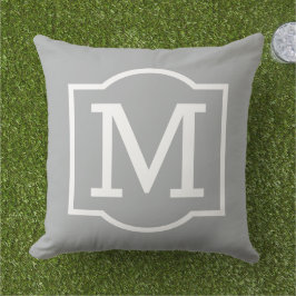 Almofada Monograma de Suporte Branco Cinza Clássico