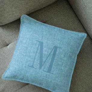 Almofada Monograma de textura azul clara