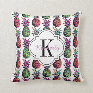 Almofada Monograma do branco do teste padrão do partido do