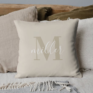 Almofada Monograma do Nome Personalizado da Família Moderno