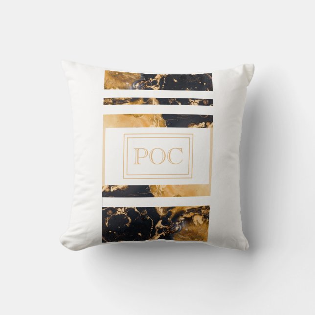 Almofada Monograma Dourado Azul Escuro (Frente)