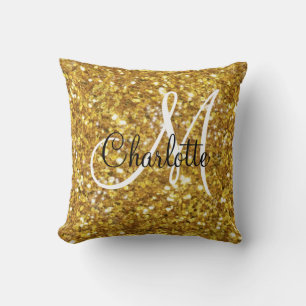 Almofada Monograma Dourado de brilho espumante