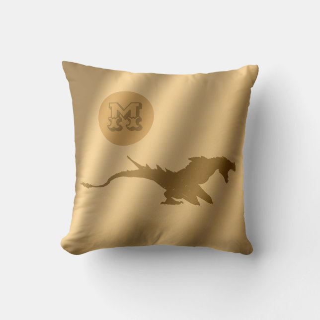 Almofada Monograma Dourado de luxo Dragão (Frente)