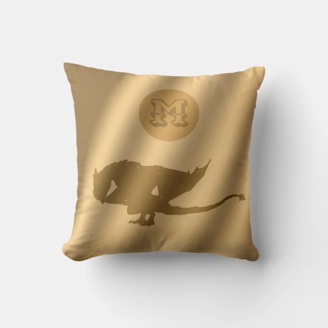 Almofada Monograma Dourado de luxo Dragão (Frente)