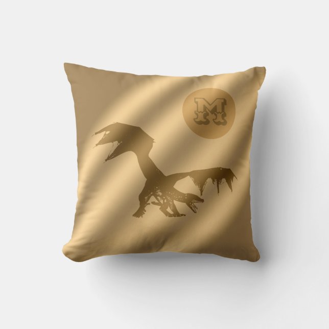 Almofada Monograma Dourado de luxo Dragão (Frente)