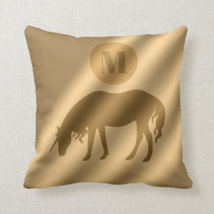 Almofada Monograma Dourado de luxo Unicorn