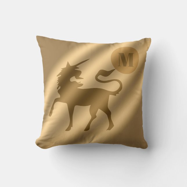 Almofada Monograma Dourado de luxo Unicorn (Frente)