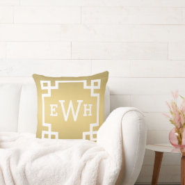 Almofada Monograma Dourado e Branco | Limite chave grego