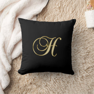 Almofada Monograma Dourado H a preto