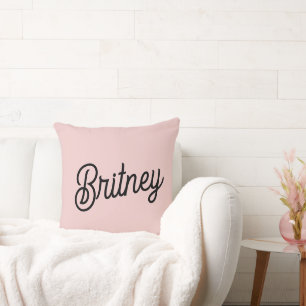 Almofada Monograma e Nome Moderno Pink Pidroso Blush
