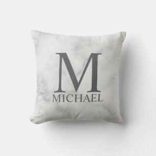 Almofada Monograma e Nome Personalizados do Marble Branco 