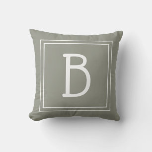Almofada Monograma Elegante e Moderno em Verde e Branco