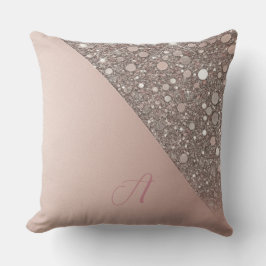 Almofada Monograma Elegante em Dourado Rosa