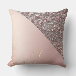 Almofada Monograma Elegante em Dourado Rosa