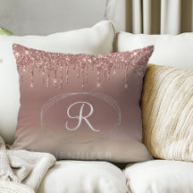 Monograma em Glitter Rosa Dourado e Prata