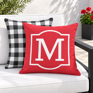 Almofada Monograma em Suporte Branco Vermelho Ousado