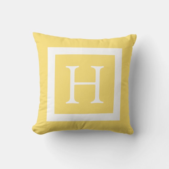 Almofada Monograma feito sob encomenda branco amarelo (Frente)