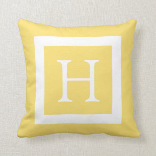 Almofada Monograma feito sob encomenda branco amarelo