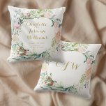 Almofada Monograma Floral, Bebê, Nascimento, Enfermeiro<br><div class="desc">Este bonito travesseiro decorativo de manutenção de estatísticas de natalidade personalizado apresenta uma delicada terra de cor d'água de rosas em torno do nome do bebê e estatísticas de natalidade para você personalizar com seus novos e especiais detalhes de chegada! O inverso tem uma vila floral e iniciais elegantes de...</div>