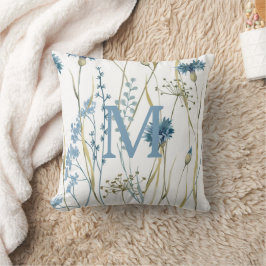 Almofada Monograma Floral Claro Azul Dourado