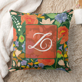 Almofada Monograma Floral da Selva Vibrante Personalizado