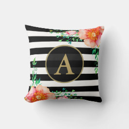 Almofada Monograma Floral Dourado Monograma Preto - Faixa B