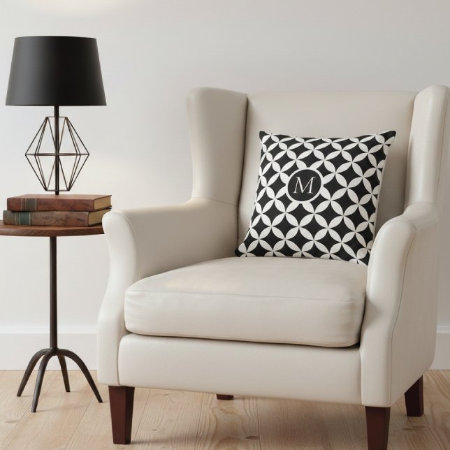 Almofada Monograma Floral Geométrico Moderno (Criador carregado)