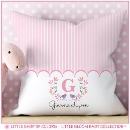 Almofada Monograma Floral Personalizado para Bebê Menina