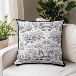 Almofada Monograma floral preto de jouy