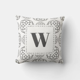 Almofada Monograma Geométrico da Cinza Moderna