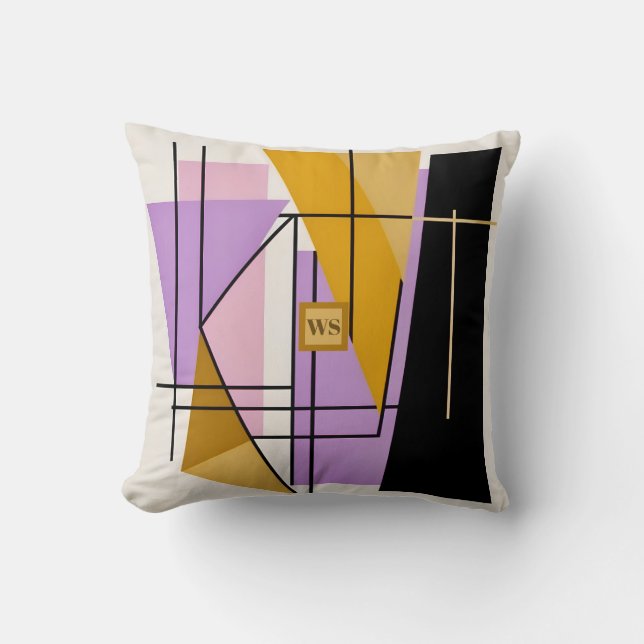 Almofada Monograma geométrico minimalista (Frente)