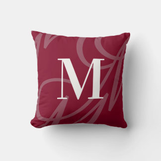 Almofada Monograma Grande Moderno Elegante Vermelho Borgonh