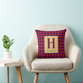 Almofada Monograma H em Tartan Hamilton