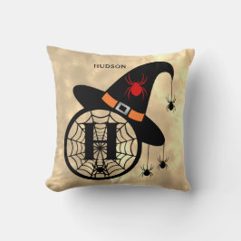 Almofada Monograma H Halloween Sky Witeen Nome das Aranhas