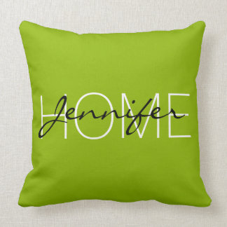 Almofada Monograma home de cor verde de maçã