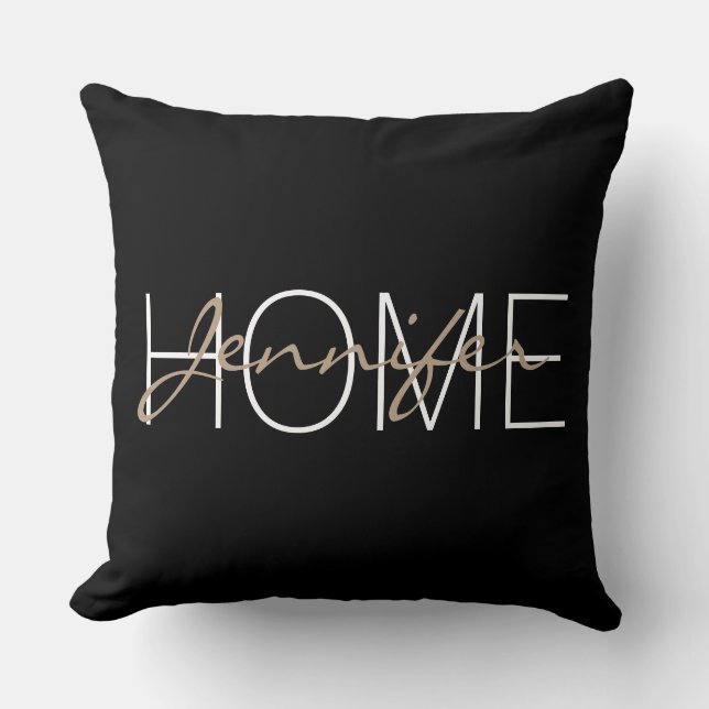 Almofada Monograma home preto (Frente)