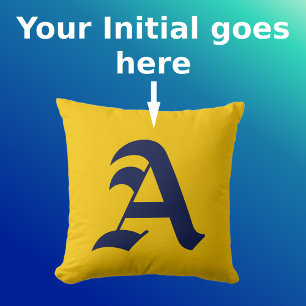 Almofada Monograma inicial de Marinho mínimo amarelo-mostar